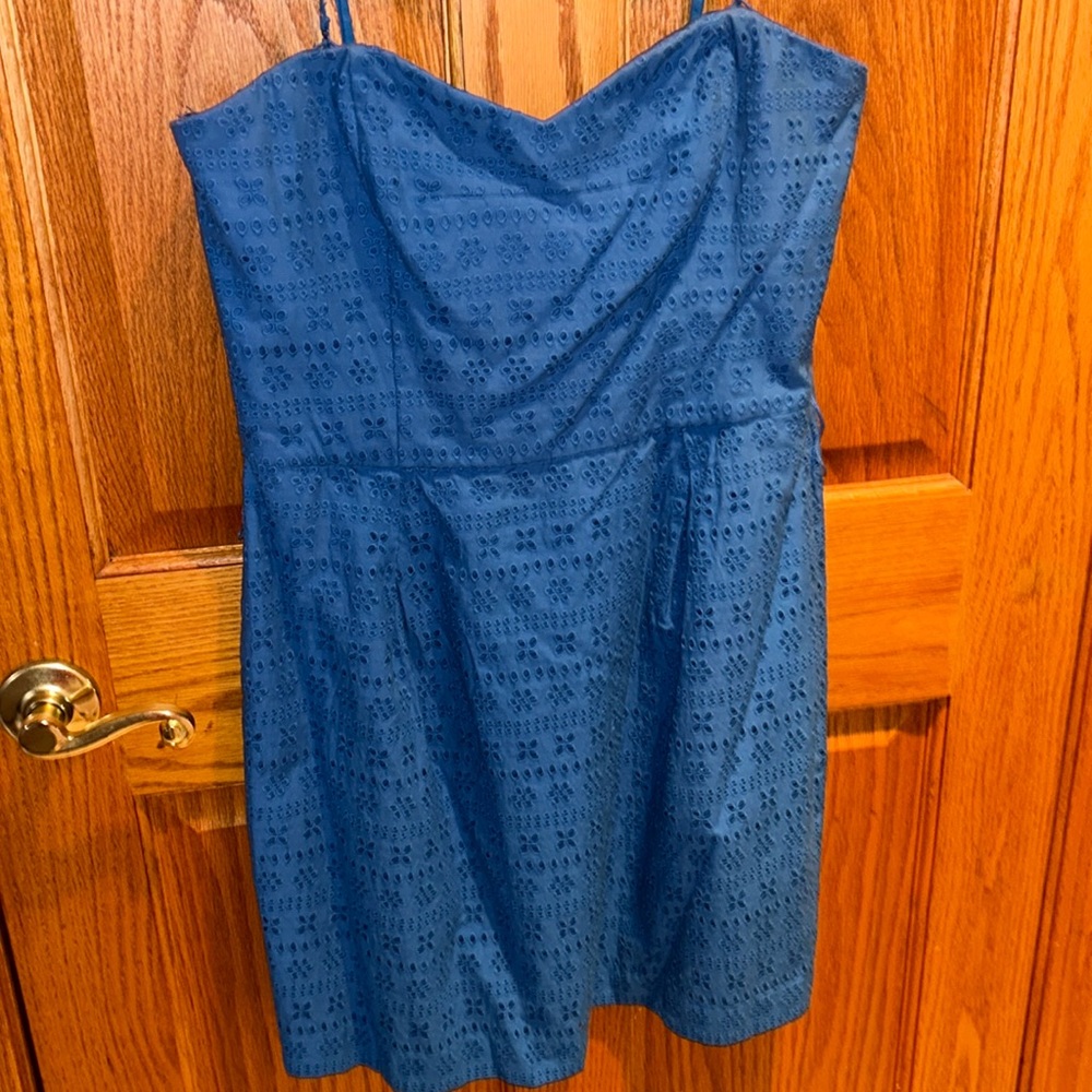 DKNY spaghetti strap blue eyelet dress size 12